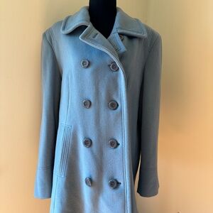 **JONES NEW YORK* Blue Long Sleeve Wool Pea Coat